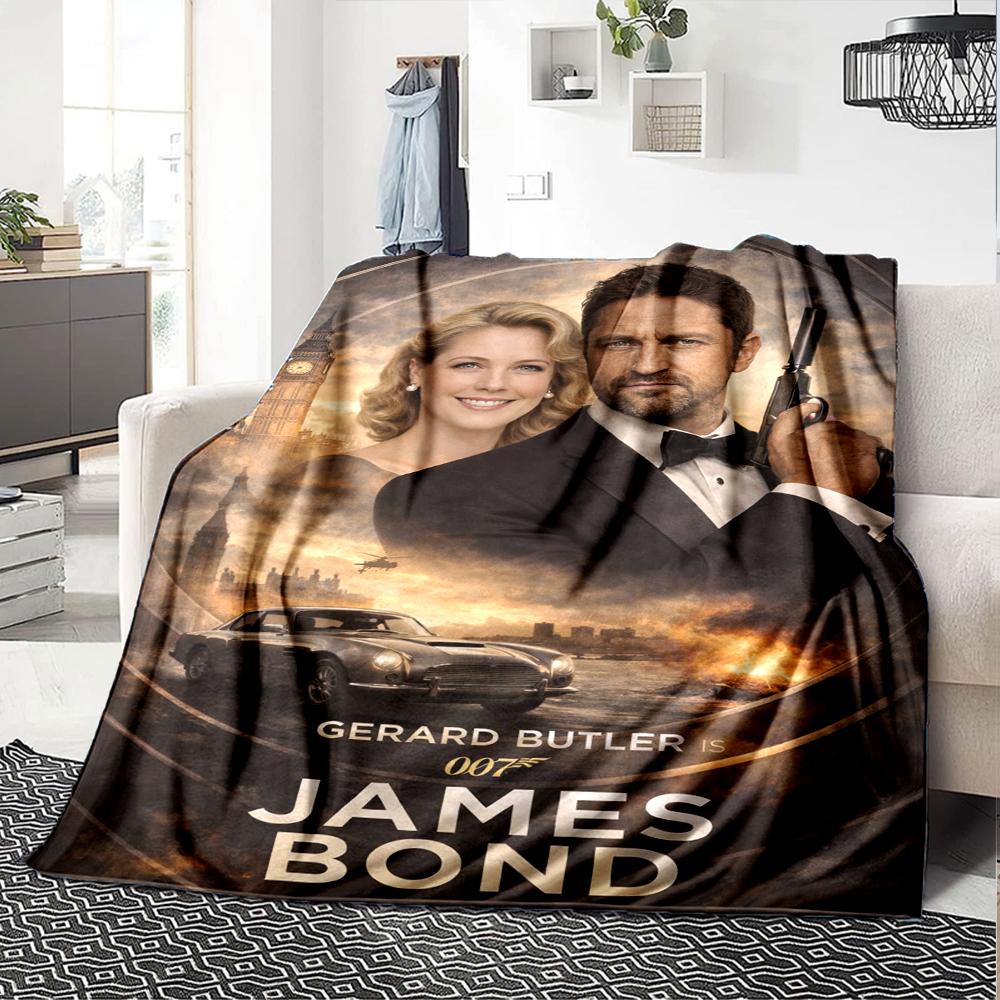 007 James Bond Theme Printed Blanket - Perfect for Couch, Bed, Travel & Outdoor Use | Machine Washable, Cozy & Durable.