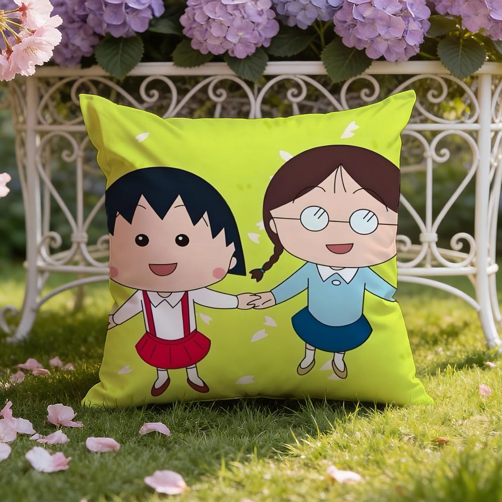Cute anime C-Chibi M-Maruko Chan Cushion Cover Home & Car Dual-Scene Pillow Cover: Reversible for Premium Comfort