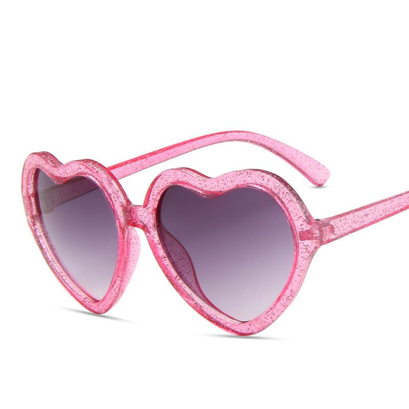 New Cartoon Lovely Sunglasses Heart Shape Frame Flash Crystal Girls Sun Glasses Round Street Beat Eyewear