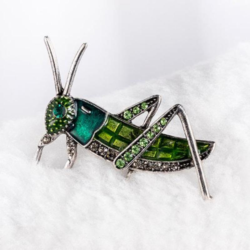 Women Locust Grasshopper Rhinestone Inlaid Insect Brooch Pin Bag Jacket Decor
