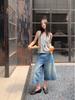 [9hour] 2025 Summer Women's A-line Wide-Leg Denim Mid-Length Shorts