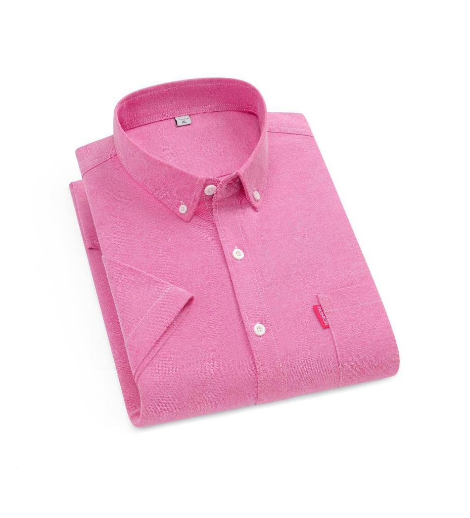 Men's Slim Fit Short Sleeve Oxford Shirt with Pocket
