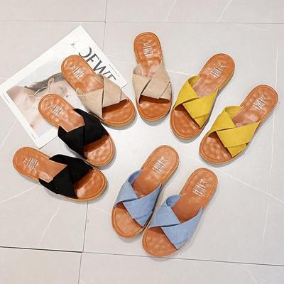 Women's Summer Clip On Flat Soft Bottom Heel Slippers Casual Square Head Outdoor Beach Sandals 35-40