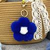 Lightweight Bag Decor Plush Flower Keychain for Handbags, Five-petal Charm, Metal Key Chain Fluffy Backpack Hanging Accessory Women