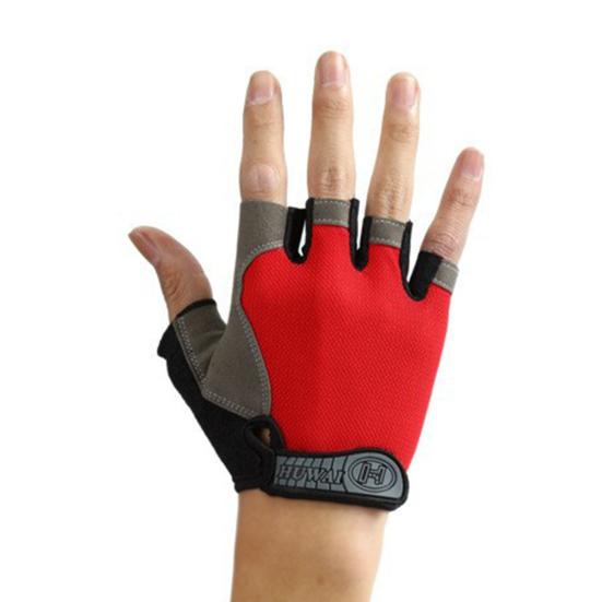 1 Pair Sports Cycling Bike Gloves Padded Half Finger Bicycle Gloves with Fastener Tape Shock-Absorbing Anti-Slip Breathable Gloves