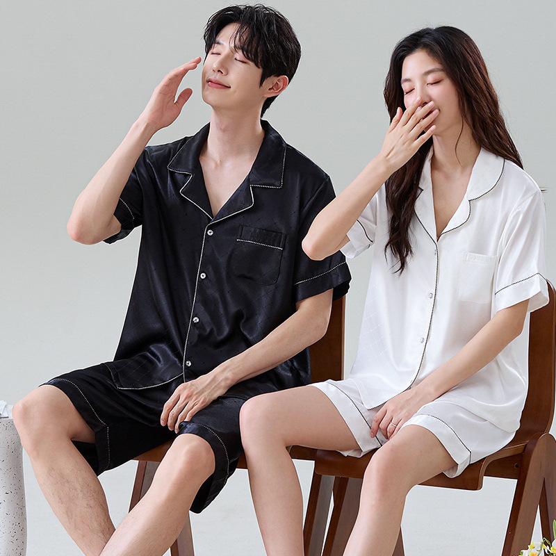 High-End Autumn/Winter Couple's Pajama Set - Men's Plus Size & Women's Long Sleeve with Pants