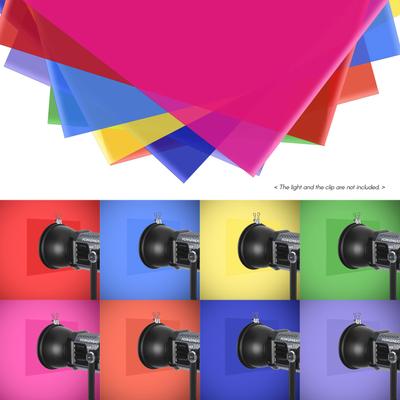 Andoer 8 spalvos / rinkinys PET skaidrus gelio apšvietimo filtras 50 * 40 cm / 20 * 16 colių spalvotos perdangos