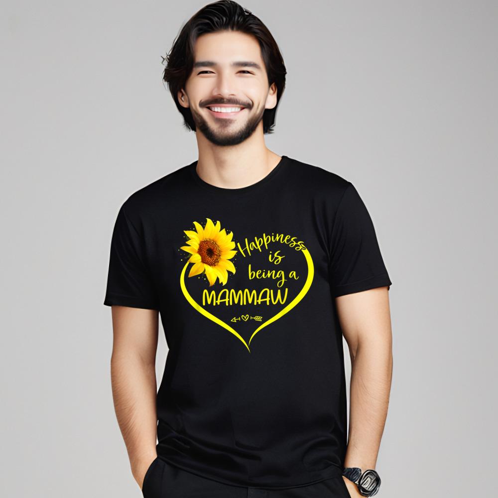 Happiness Is Being A Mammaw Oneck Tshirts Summer Tops Tees Short Sleeve Classic 100 Cotton Normal T Shirt Graphic Unisexs