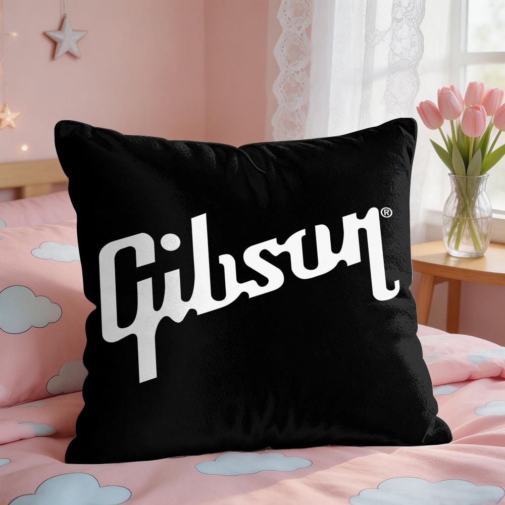 GGibson Musical Guitar Cushion Cover Square Short Plush Pillow Case Living Room Sofa Home Decor Funda X