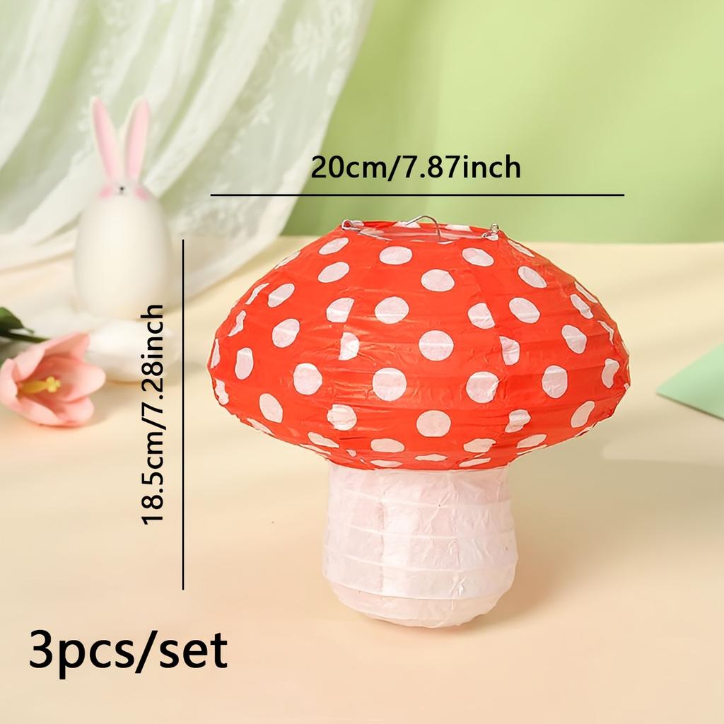 3pcs Creative 3D Mushroom Paper Lantern Birthday Party Decoration Props Decoration Supplies DIY Lantern