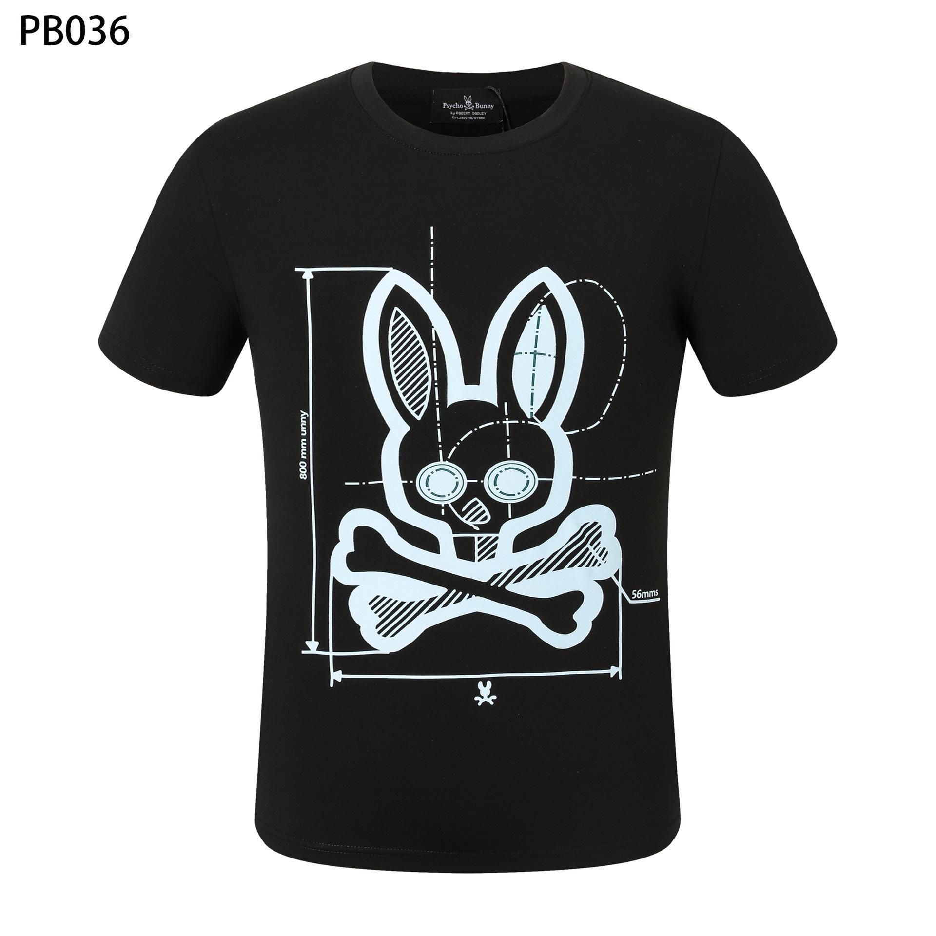 

Футболка мужская Psycho Bunny с цветным рисунком черепа и кролика - круглый вырез, уличный тренд XXXL (European Size)