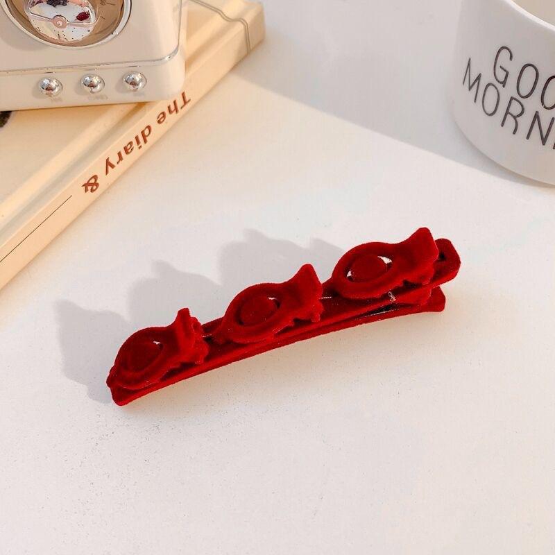 Flequillo flocado, pinza para el pelo, tocado, pinzas para el pelo de pico de pato, pasadores, pinza para el pelo Vintage