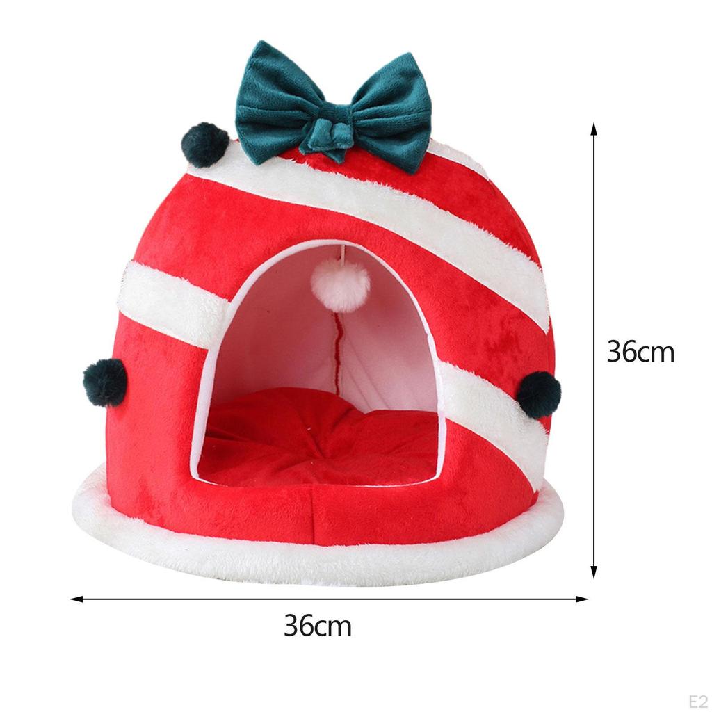 Christmas Cat House,Xmas Kitten Hut Hideout, Nonslip, Cute Condo Box Shaped Nest Xmas Dog