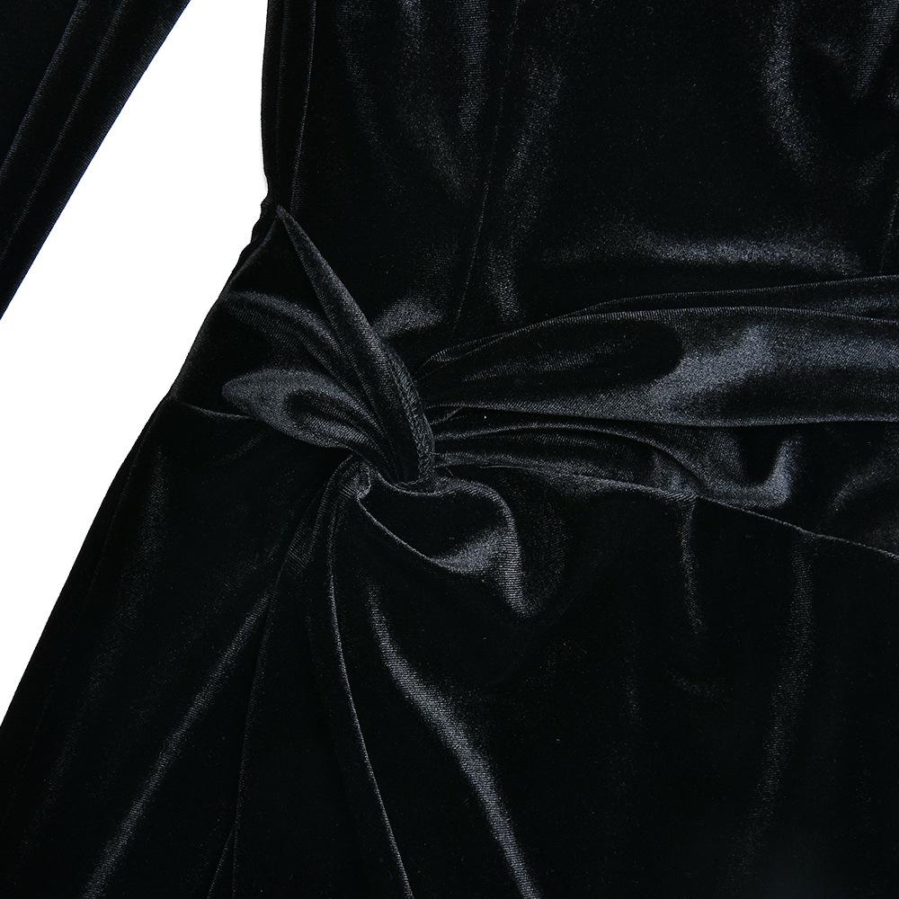 Women's Fashionable High-End Long Sleeved Round Neck Slim Fit Dress For Autumn Winter Women's Street Beach Party Long Dress