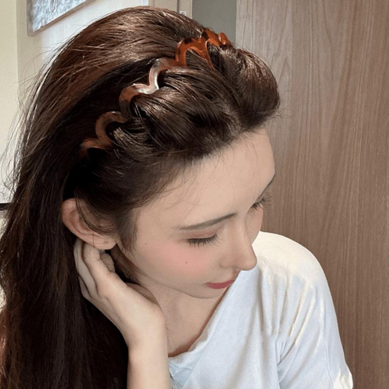 Fashion Women Girls Zig-Zag Shark Long Tooth Headband Plastic Resin Non-Slip Wave Comb Hair Hoop Headwear Diy Headpiece