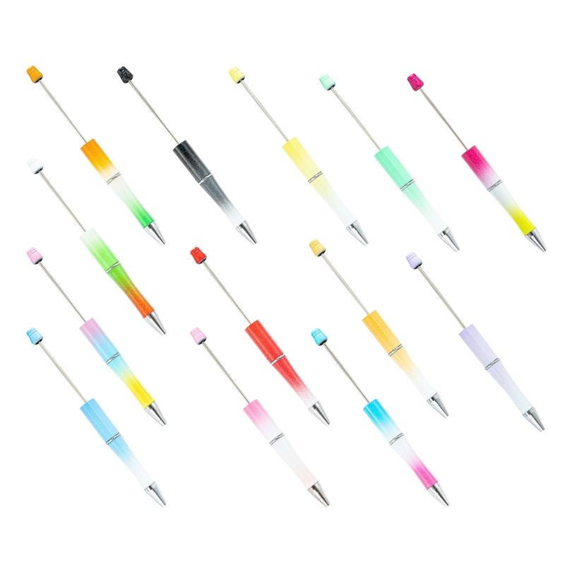 5PCS Beaded Ballpoint Pen Retractable Ballpoint Pen Decompression Pen Toy