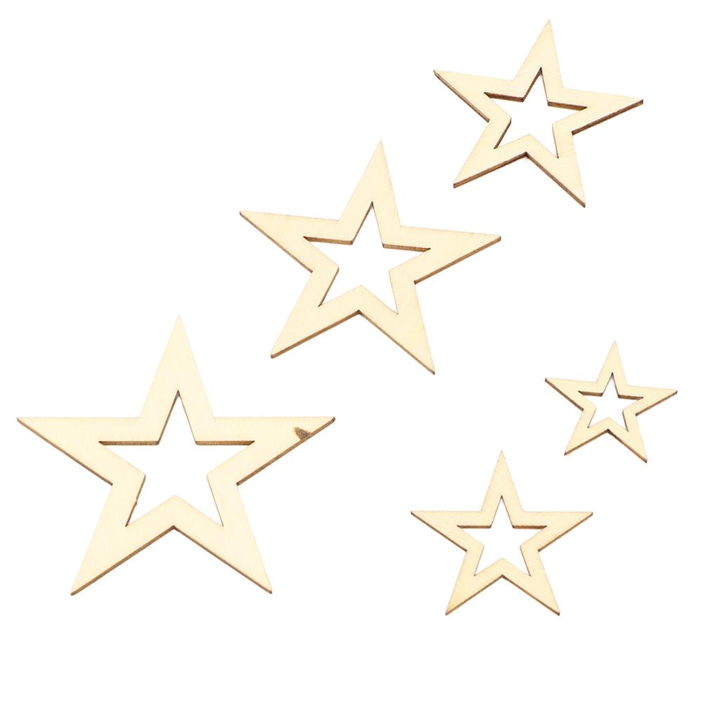 205pcs Assorted Size Wooden Stars Unfinished Blank Wooden Stars Ornaments for Art Craft Wedding Party
