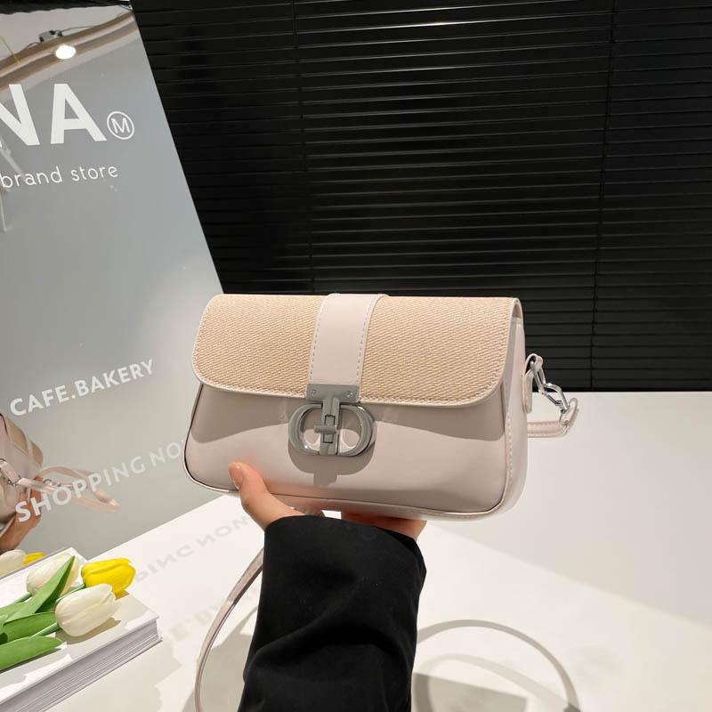 

2025 новая портативная маленькая квадратная сумка контрастного цвета для переноски, женская популярная высококлассная повседневная сумка через плечо белый