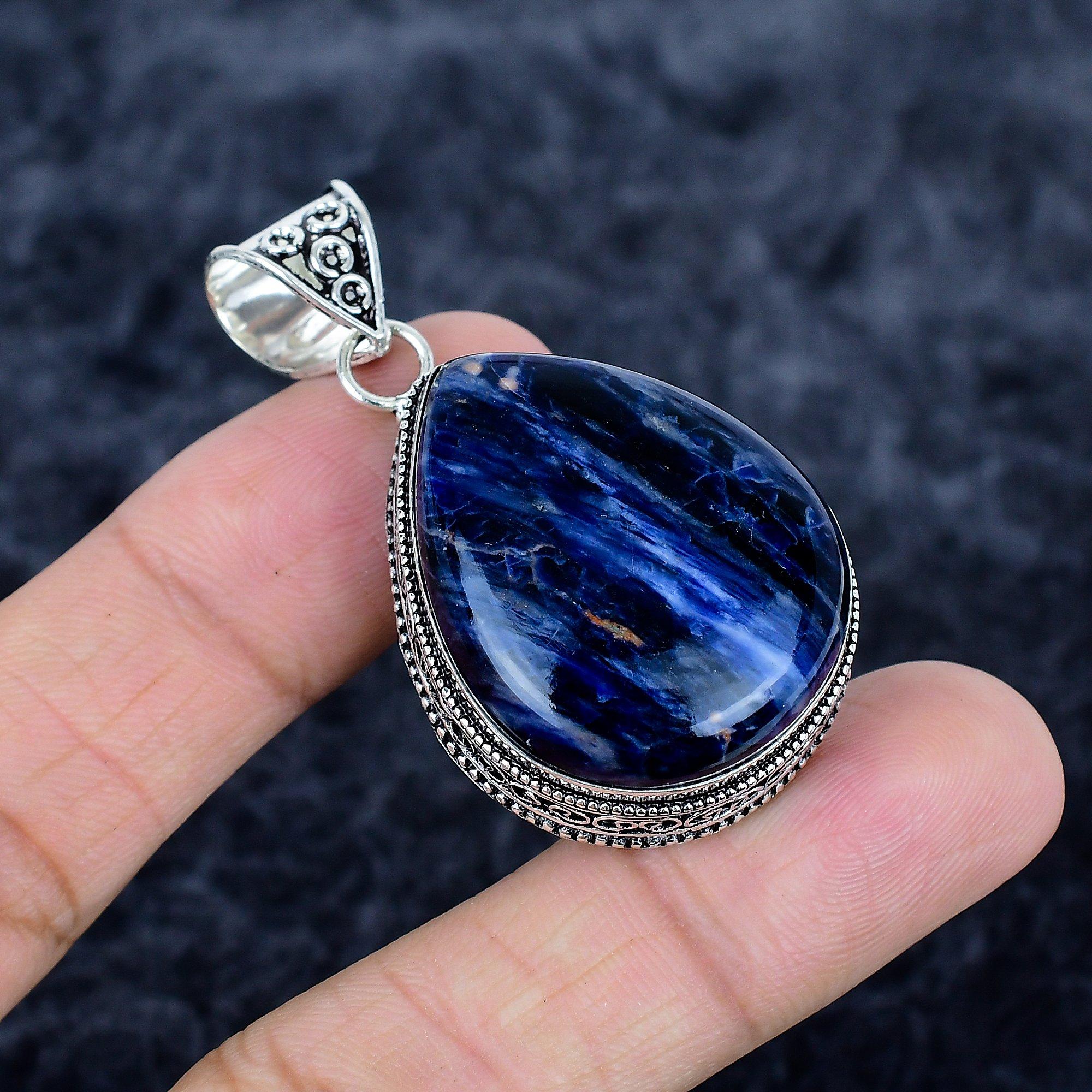 

Sodalite Gemstone Handmade 925 Sterling Silver Jewelry Pendant 2.05 MM-3394