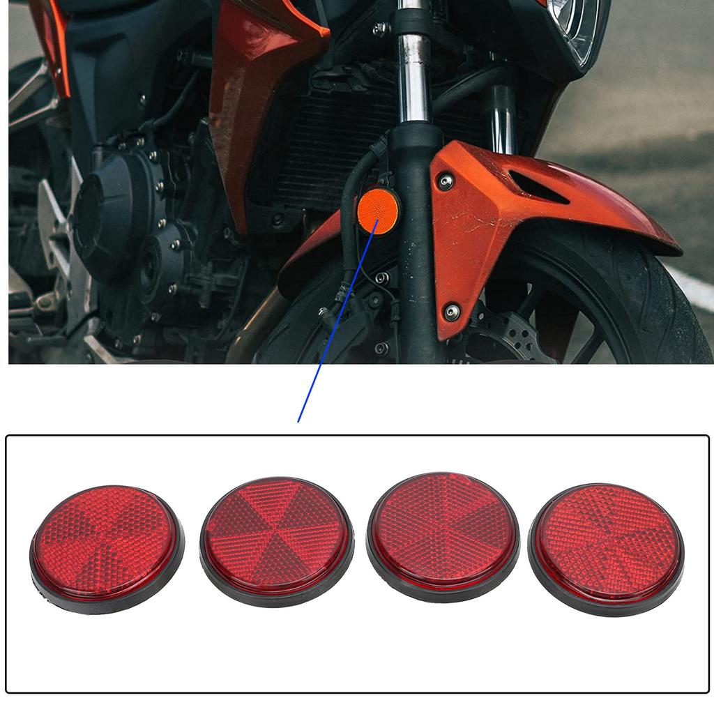 Lot de 4 réflecteurs d'avertissement ronds rouges de 5 cm pour vélo, semi-remorques, bateaux, remorques à chevaux, scooters