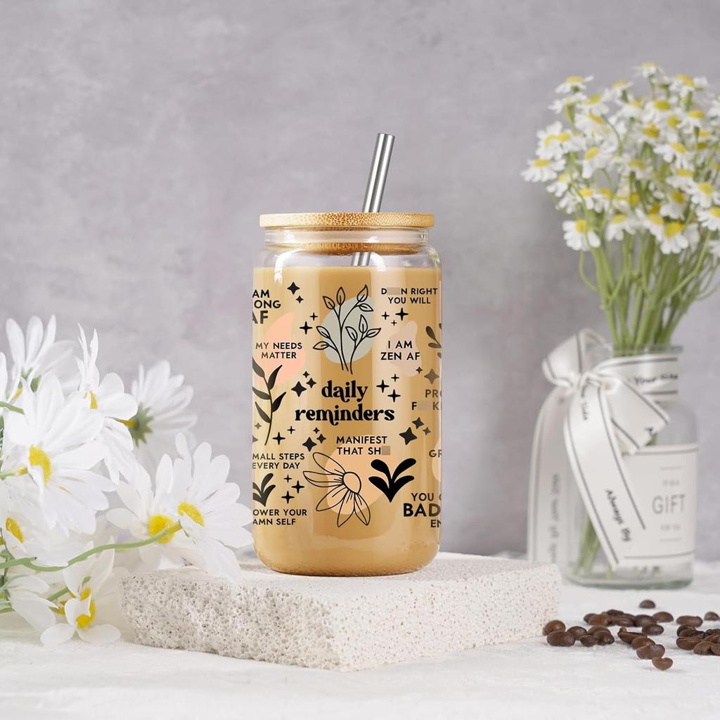 Coolife Positive Daily Affirmations Cup, Mental Health, Funny Sobriety, Self Love, Inspirational, Break up, Christmas, Motivational Gifts for Women,