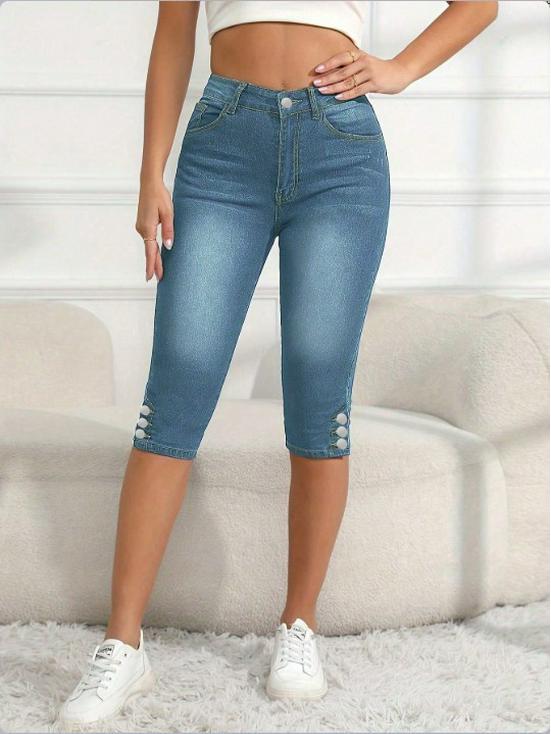 European Women's Versatile Cropped Skinny Jeans