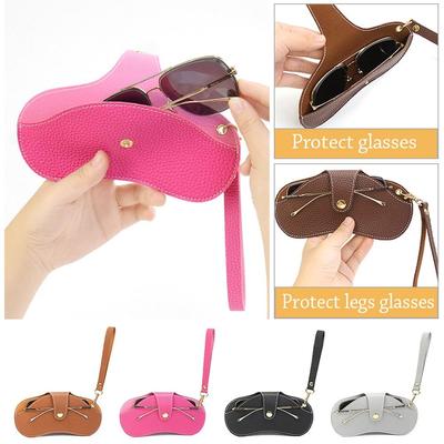 Portable Wrist Handmade Sunglasses Case Glasses Storage Box PU Leather Glasses Bag