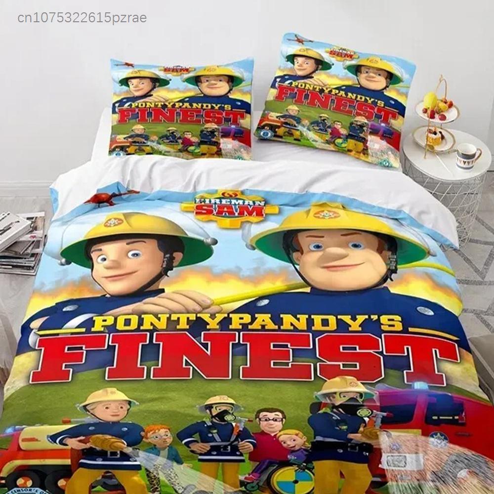 3D Print Cartoon Fireman Sam Bedding Set Duvet Cover With Pillowcase Single Double Twin Full Queen King Size