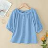 ZANZEA Women Casual Round Neck Loose Summer Short Sleeve Blouse