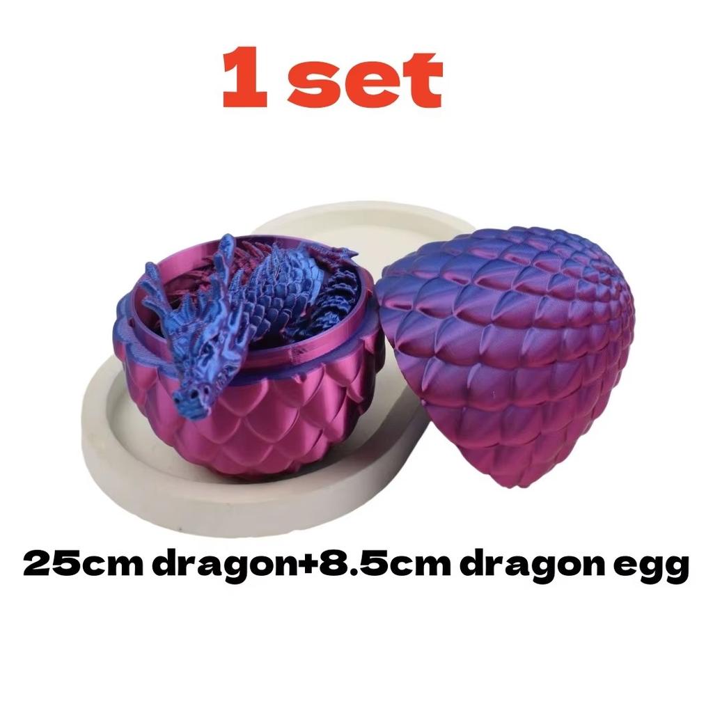 1 Set 3D Printed Dragon Egg Set - Ornamental Joint Activity Toy for Stress Relief Flexible Swinging Model Toy Gift