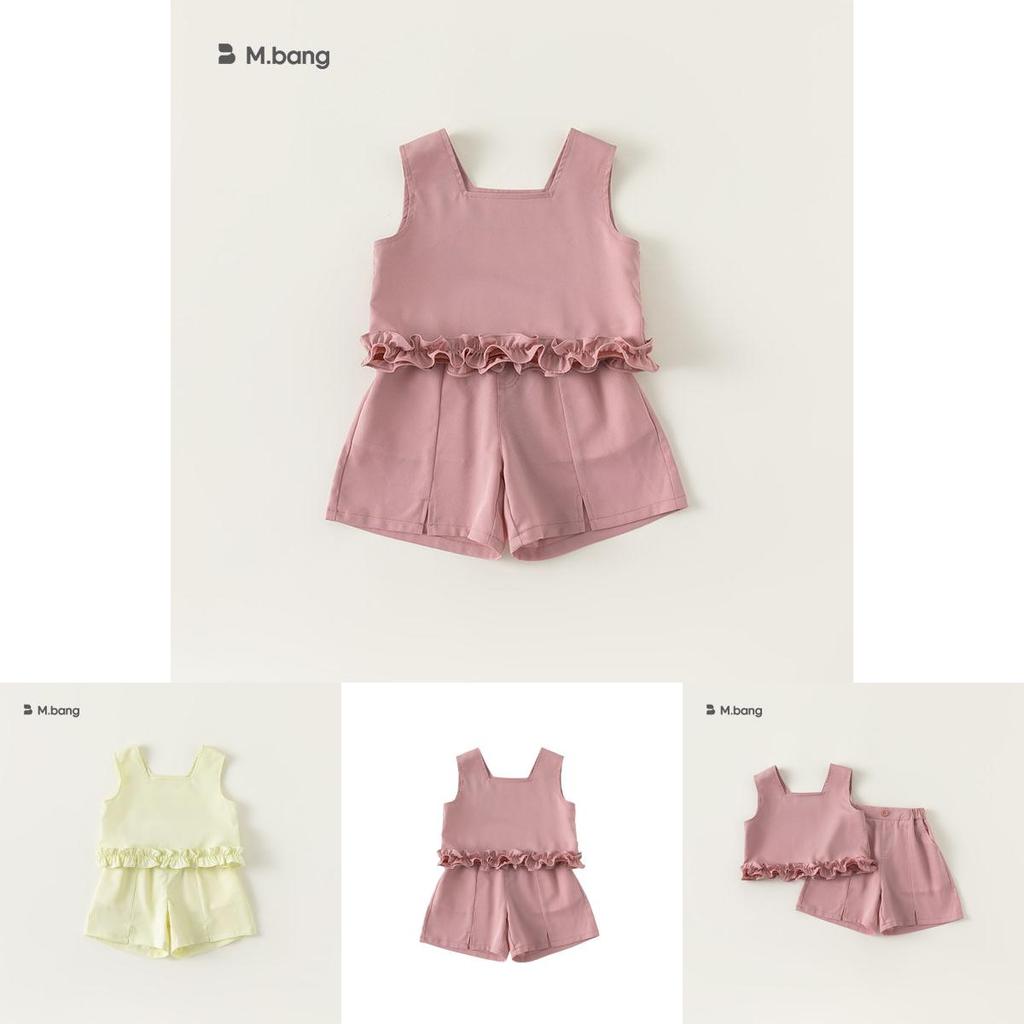 Sommarset för babyflicka utan ärm med spetsdetaljer för småbarn