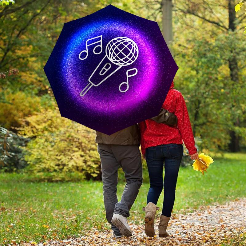 1 Stück Karaoke Musik Automatischer Faltregenschirm, Robuster 8-Rippen-Eisenrahmen, Geeignet für Reisen, Täglichen Gebrauch, Geburtstag, Dekoration Geschenk 34