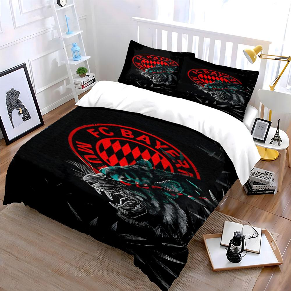Red FC Bayern logo. Bedding sets Duvet cover sets Duvet covers Pillowcases(1 * Duvet Cover 2 * Pillowcases without duvet insert)