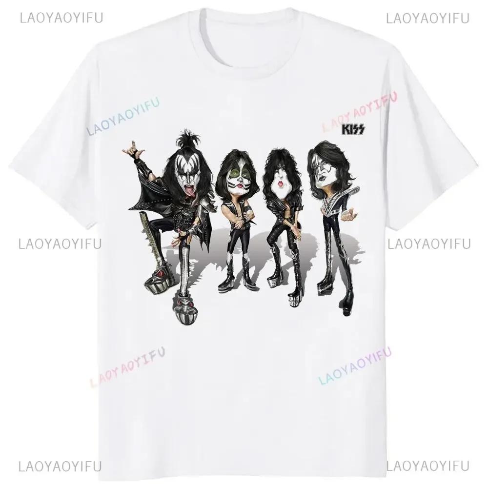 Kiss Band Men and Women Fashion Music Rock Top Harajuku Short Sleeve Universal Pattern Big T-shirt