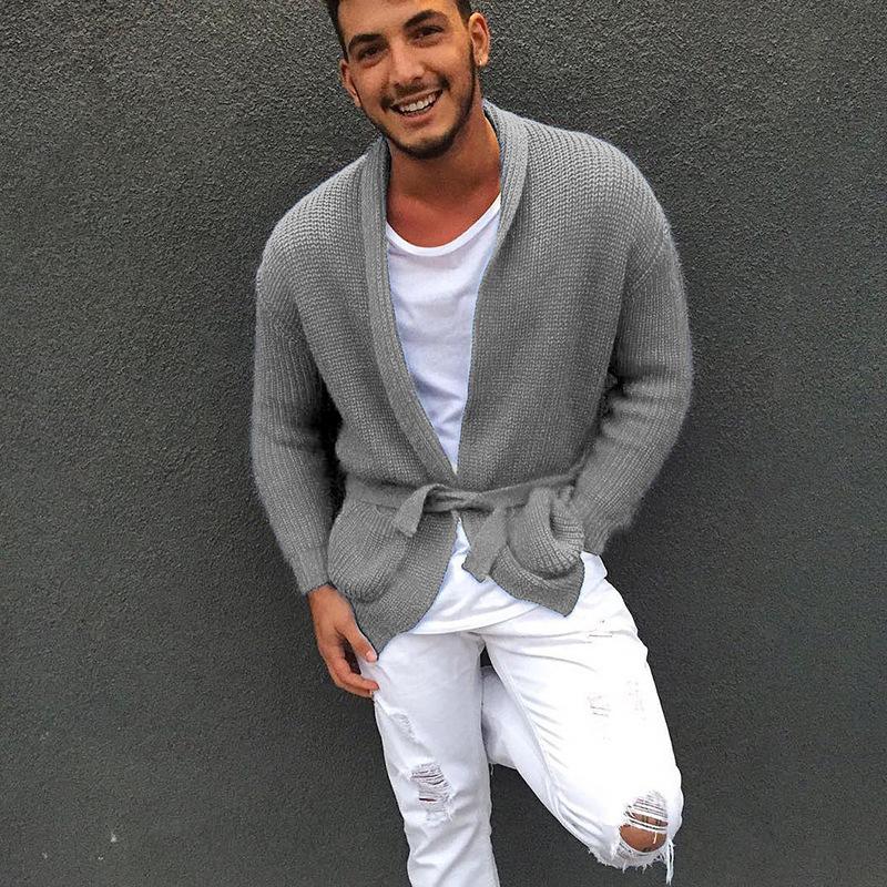 

2025 Autumn/Winter Knitted Cardigan Men s Oversized Sweater Jacket S хакі