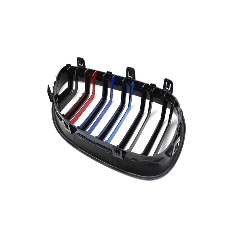 New Look Auto-Kühlergrill, vorne, Niere, glänzend, 2 Linien, Doppellamellen, für BMW 5er E60 E61 M5 520i 535i 550i 2003–2010