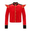 Stand Collar Long Sleeve Velvet Jacket with Gold Trim and Shoulder Boards for Men Circus Ringmaster Halloween Carnival Costume