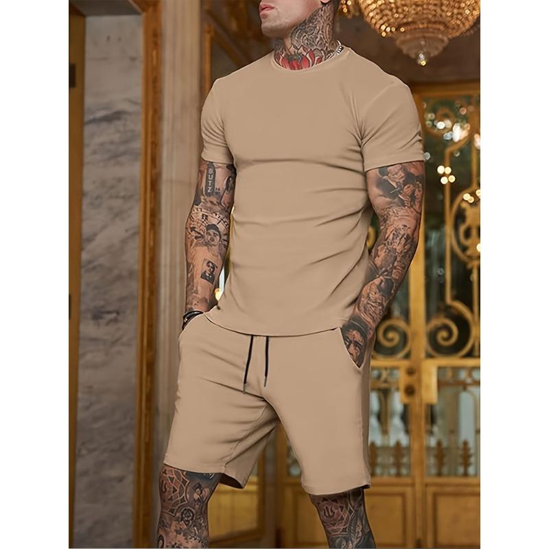 Everyday Casual Men's T-shirt Men's beach shorts Summer Men's short sleeve Shorts set street fashion men's short sleeve top