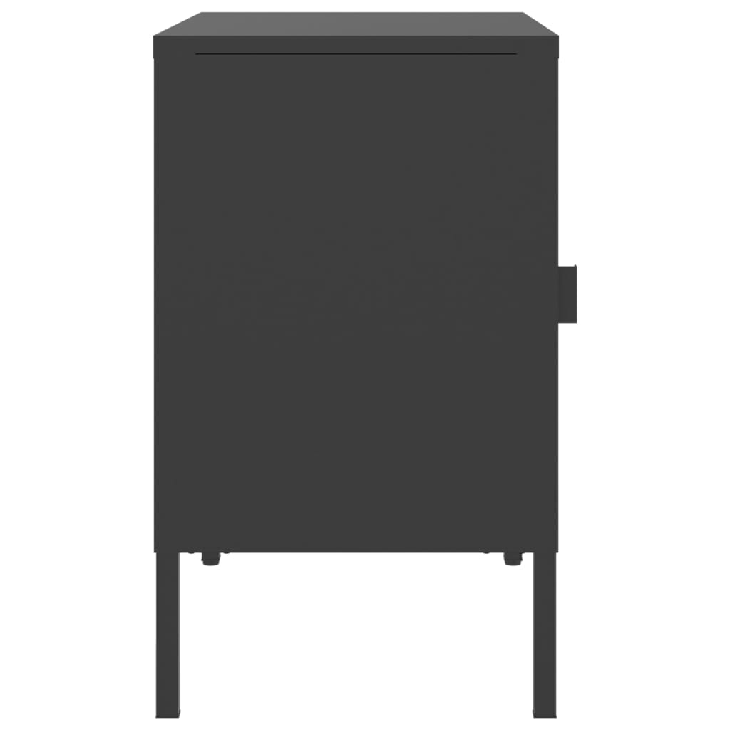 Nightstand Black 50x35x60 Cm Glass and Steel