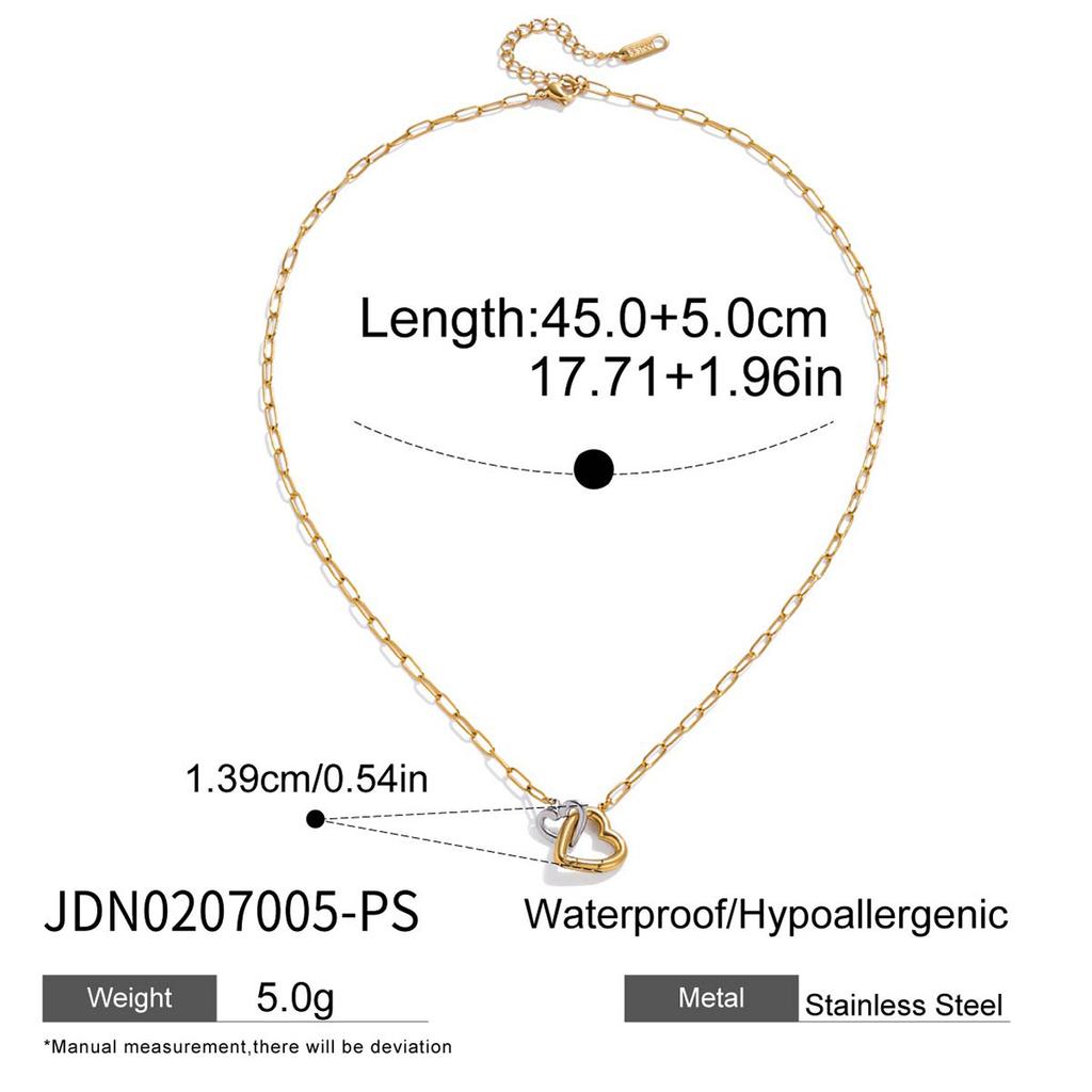 Gold and silver color matching 18K gold love double ring DIY ring buckle pendant necklace