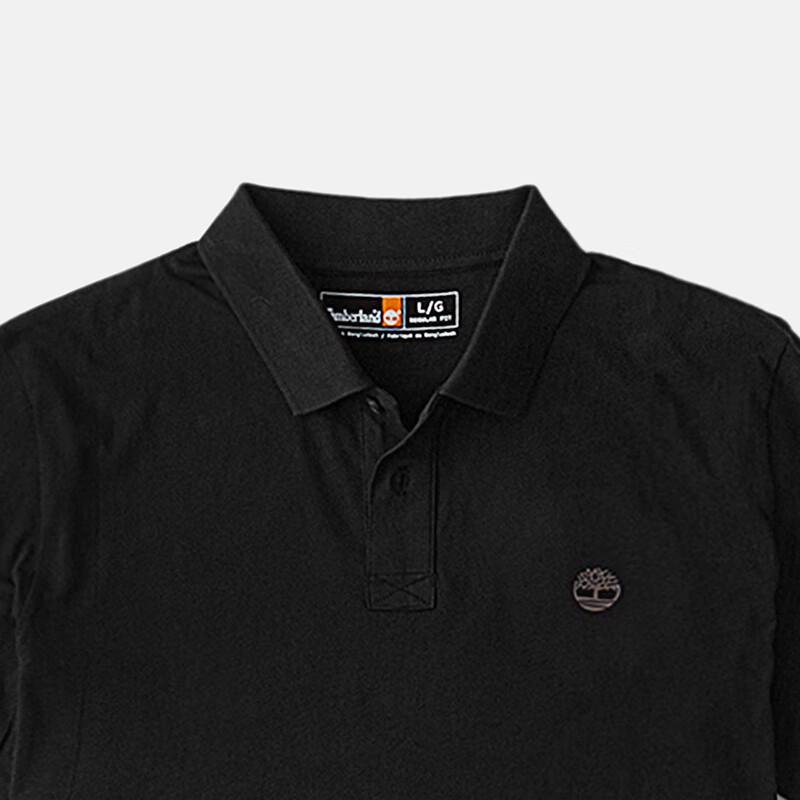 Timberland Solid Logo Outdoor Casual Short Sleeve Polo Shirt Men Polo Shirts Black A63YQ-001