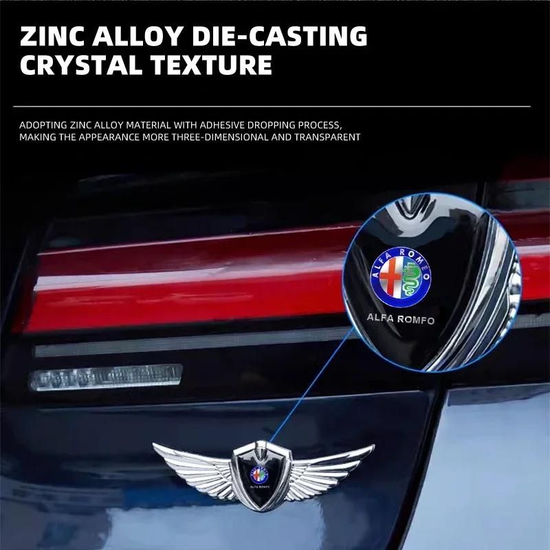 JVES4 For Alfa Romeo 3D Metal Wings Badge Car Side Marker Window Trunk Sticker Decal For Alfa Romeo Giulia Stelvio MiTo Giulietta Tona