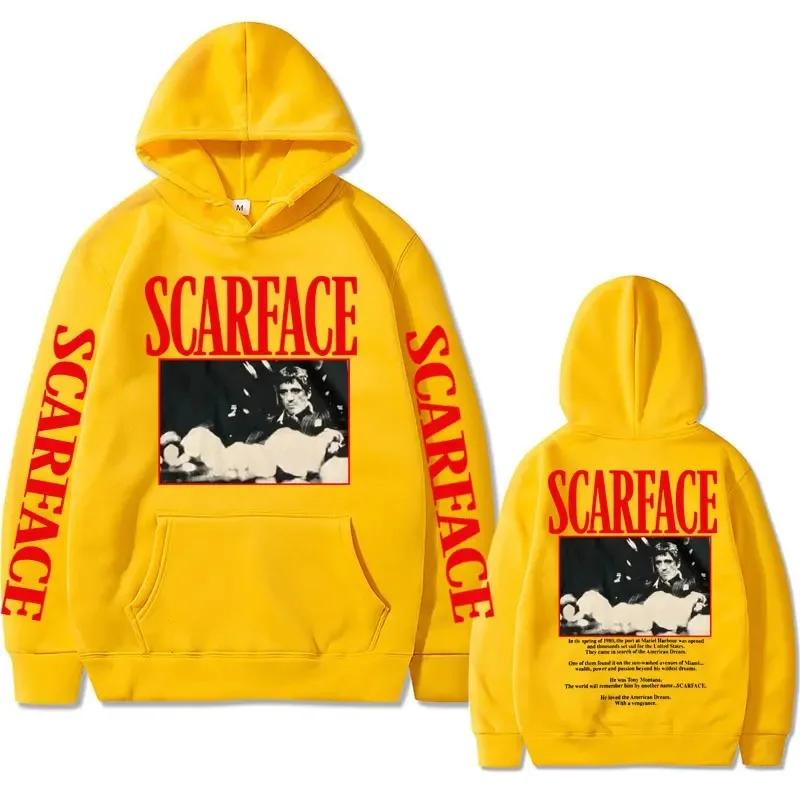 Sweat à capuche vintage des années 90 pour homme, sweat-shirt surdimensionné, style hip-hop, décontracté, film Scarface Tony Montana