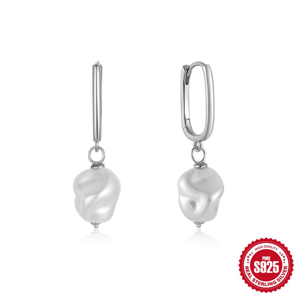 Simple Pearl Zircon S925 Sterling Silver Temperament Elegant Design Earrings Earrings Pearl Earrings