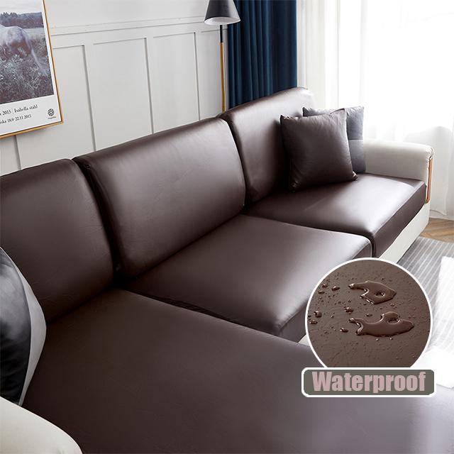 Einfarbige Farben Sofa-Set Zweisitzer-Abdeckungen Dehnbar Überwurf Möbelschutz 15 Pu Hydrophob Premium-Leder Zweisitzer Kapazitätsschutz Back Cushion Cover