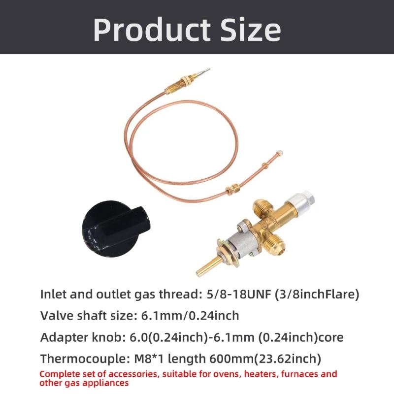 Low Pressure Gas Safety Control Valves Set Grilling Part Heater Part Outdoor Heater Component Copper Texture for Grills
