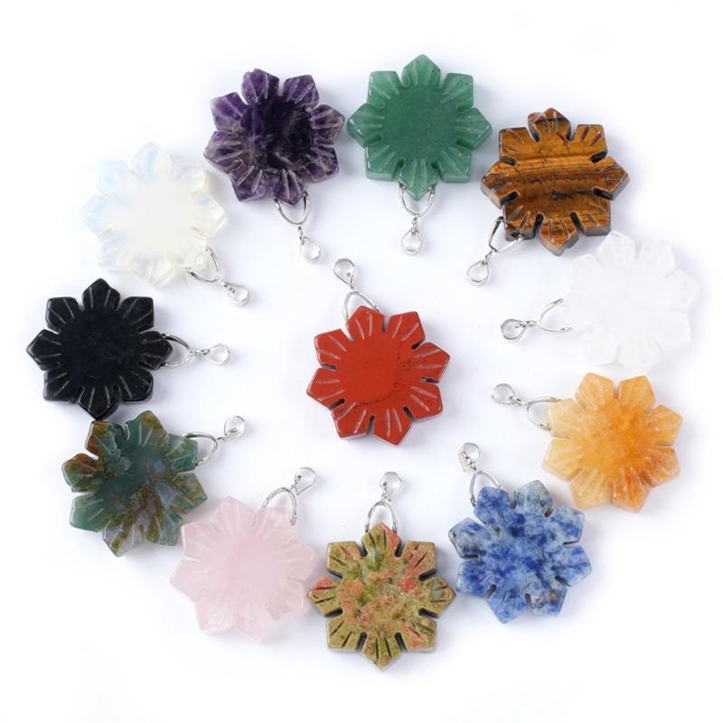 Handcraft Snowflake Agate Necklace Unique Stone Christmas Jewelry Suitable for Everyday Elegant