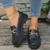 Damesko i metallisk loafers-stil med dekorative spennestropper - Slip-on sko med rund tå som er komfortable for alle årstider
