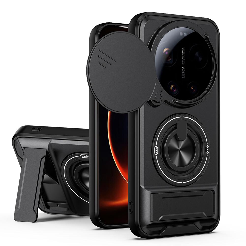 KEYSION Magnetic Phone Case for Xiaomi 17 Ultra 5G Slide Camera Lens Protection Upright Kickstand 360 Ring Shockproof Back Cover