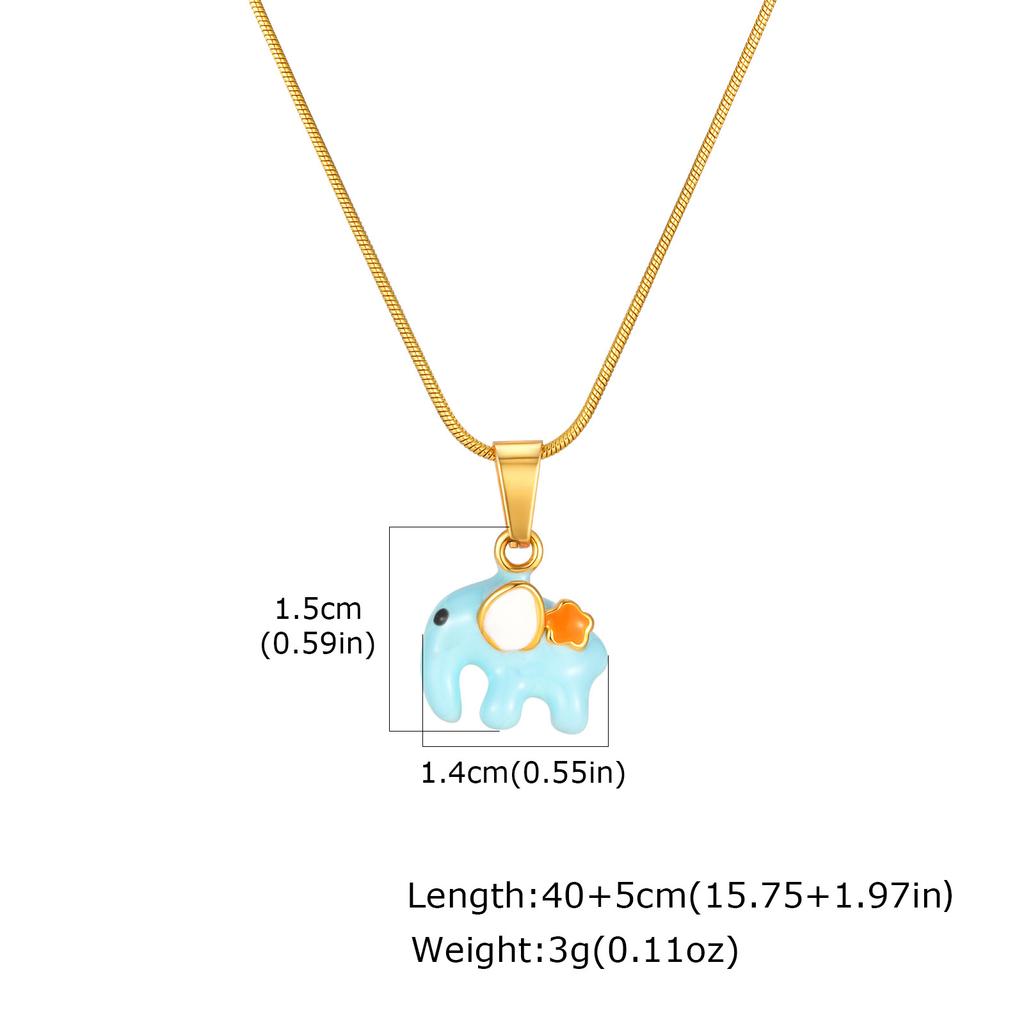 Cute Animal Women'S Necklace, Stainless Steel Dripping Elephant Giraffe Pendant Necklace 2328